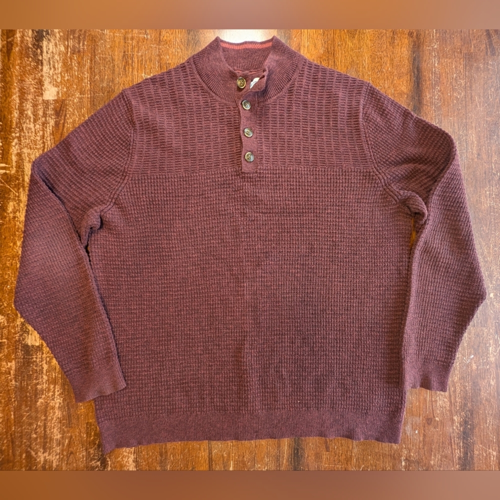 Tommy Bahama Mens Henley Sweater 2XL Maroon  Casual Big & Tall Cotton Blend Used